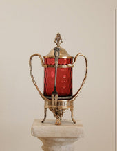 Load image into Gallery viewer, Antique Silver Plate Cranberry Glass Pickle Castor
