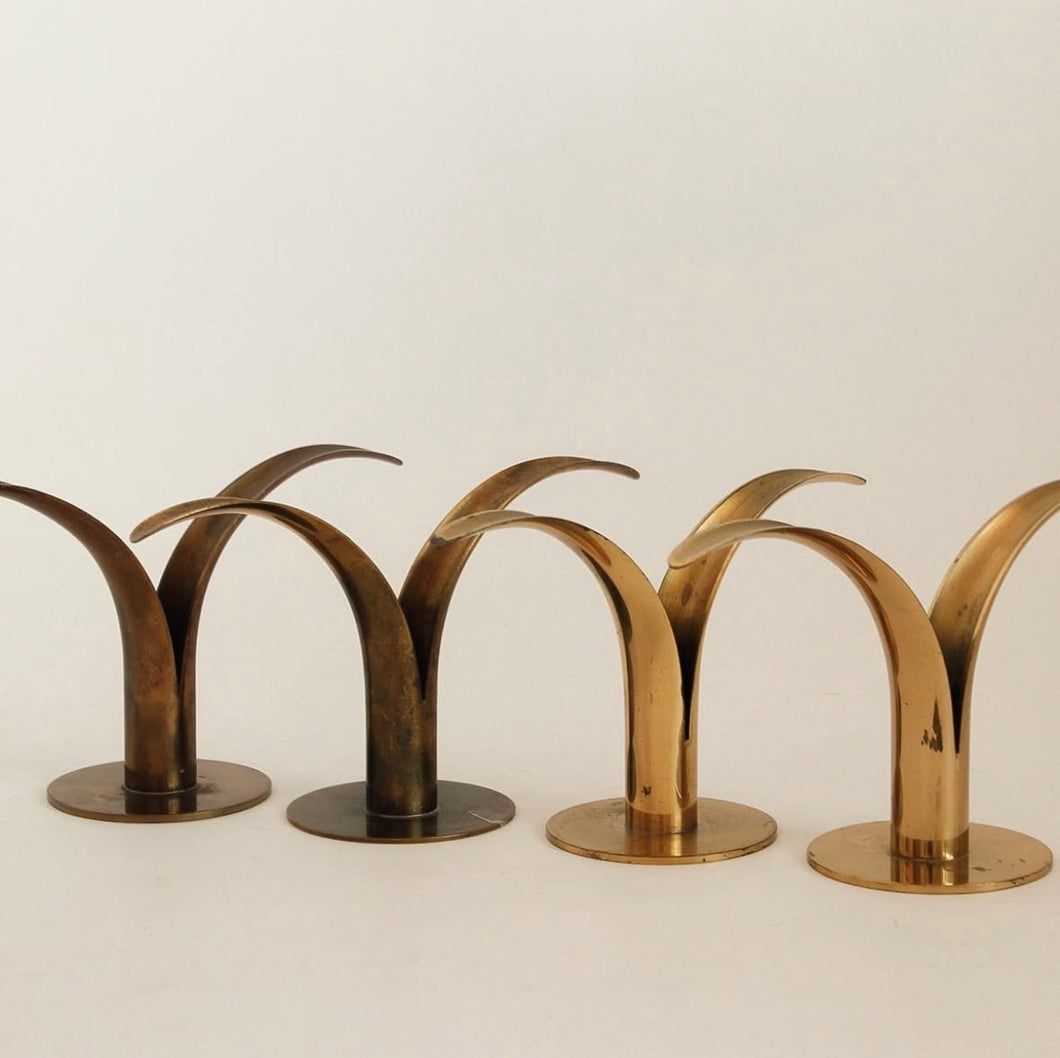 Vintage Solid Brass Sweden Lily Candleholders
