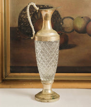 Load image into Gallery viewer, Italian Cut Glass Silver Plate Decanter
