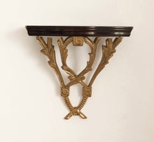 Load image into Gallery viewer, Vintage Brass and Wood Shelf
