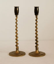 Load image into Gallery viewer, Vintage Brass Twisted Candleholders
