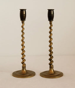 Vintage Brass Twisted Candleholders