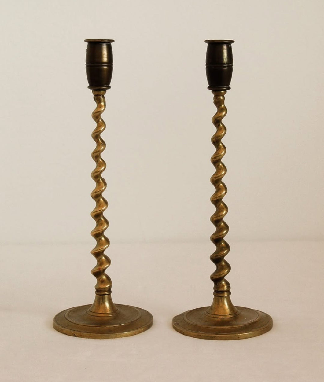 Vintage Brass Twisted Candleholders
