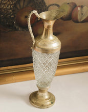 Load image into Gallery viewer, Italian Cut Glass Silver Plate Decanter
