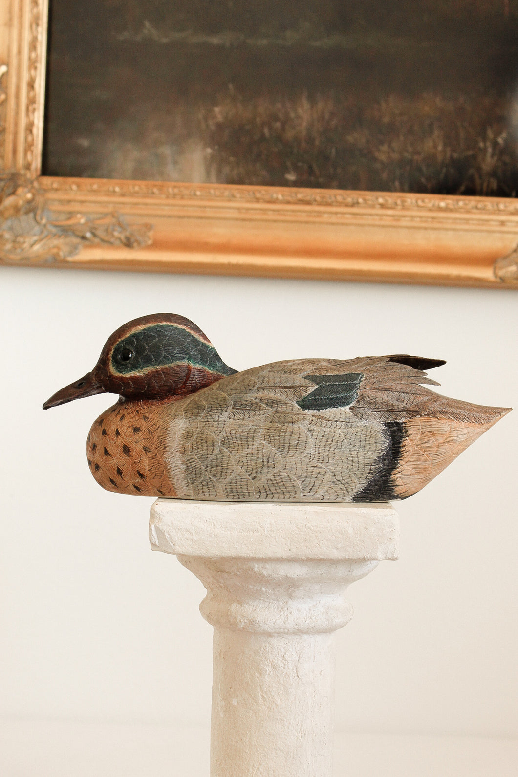 Hand Carved Wood & Ceramic Mallard