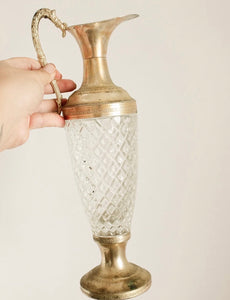 Italian Cut Glass Silver Plate Decanter