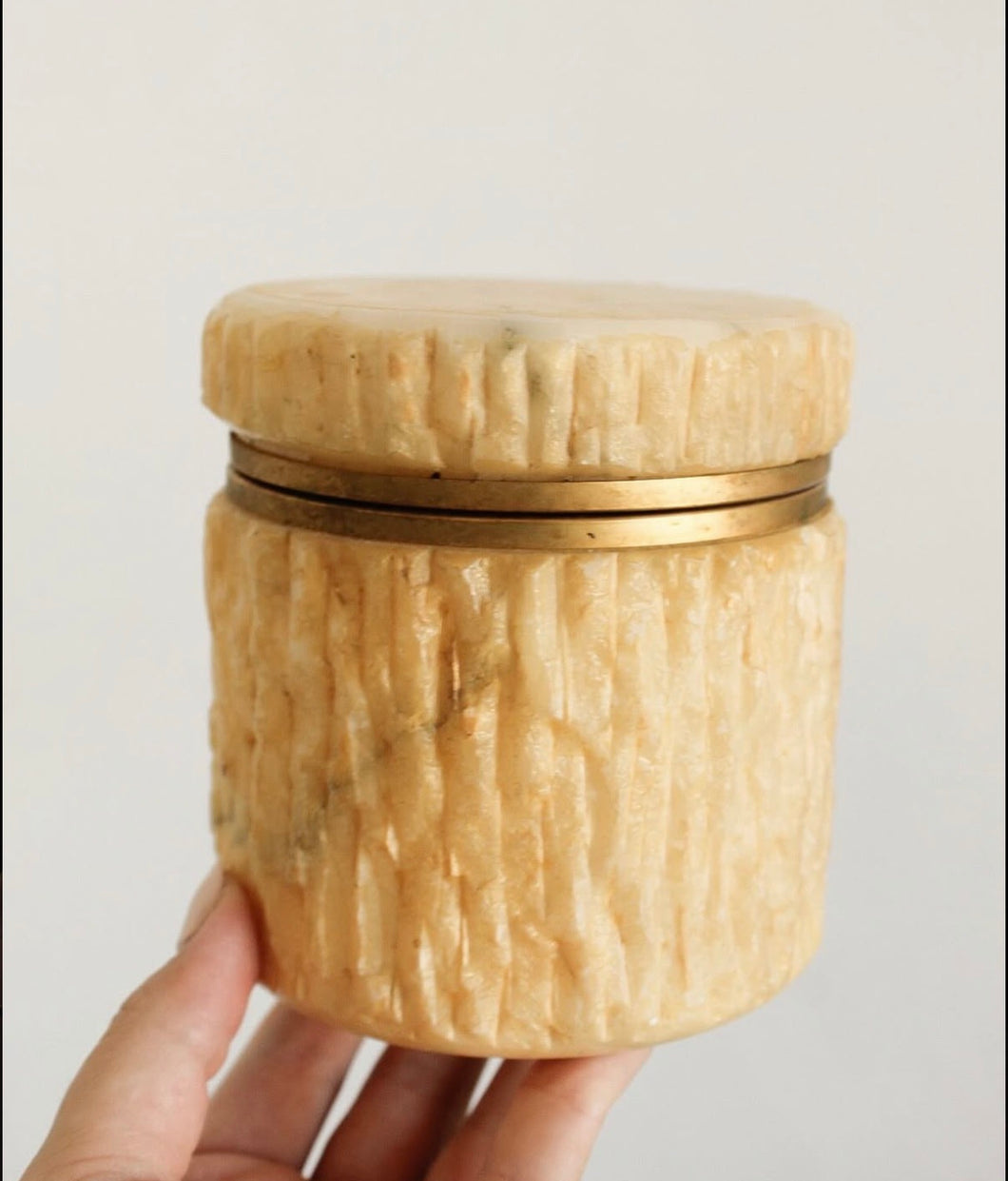 Vintage Yellow Alabaster Jar